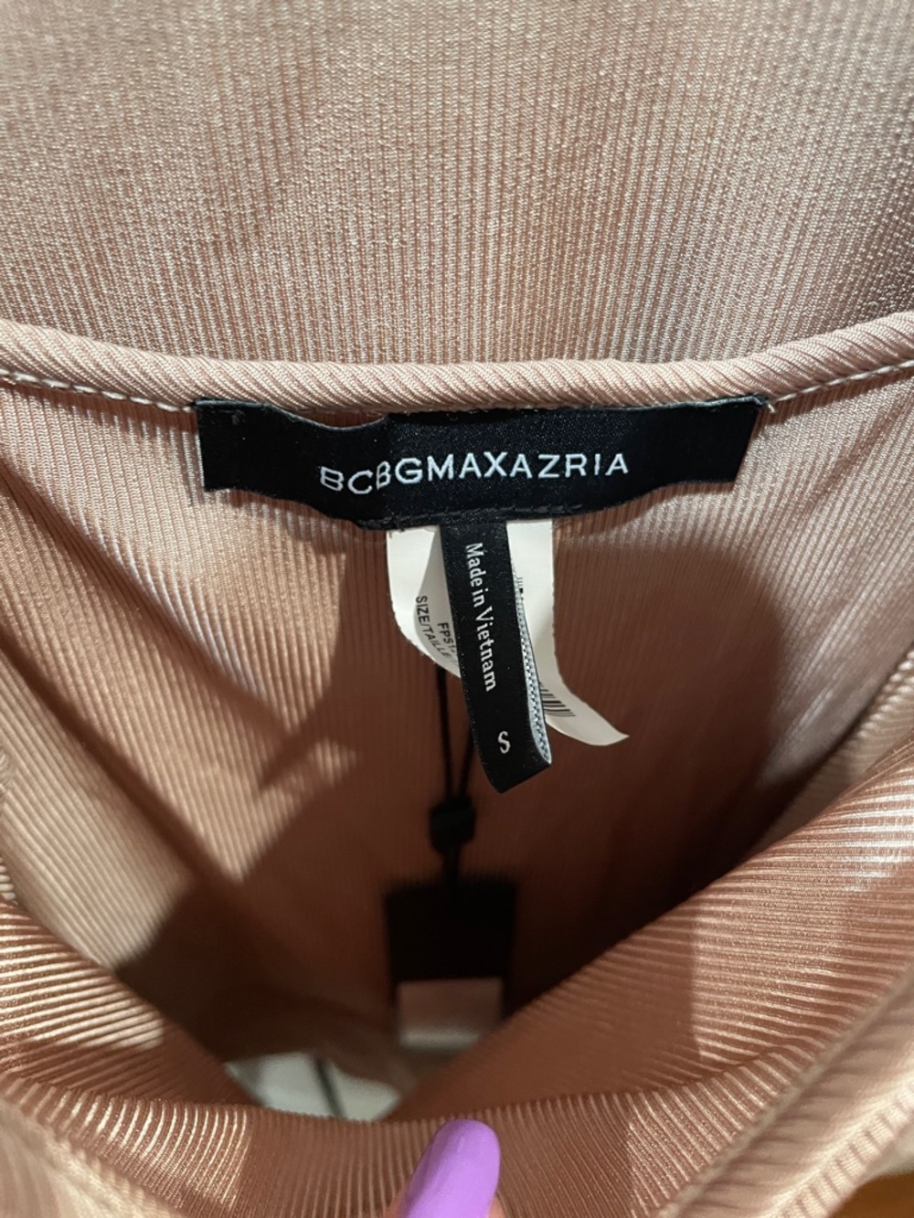 BCBGMaxAzria Blush Ribbed Wrap Bodysuit - Picture 2 of 5